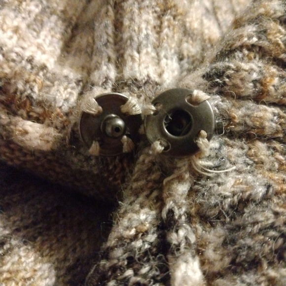 Leo & Nicole Wool (7%) Blend Sweater Poncho BoHo Hippie Earthy Colors Size S - Picture 8 of 10